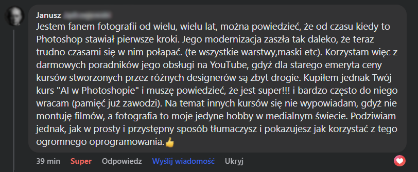 Opinia kursu CapCut - Janusz